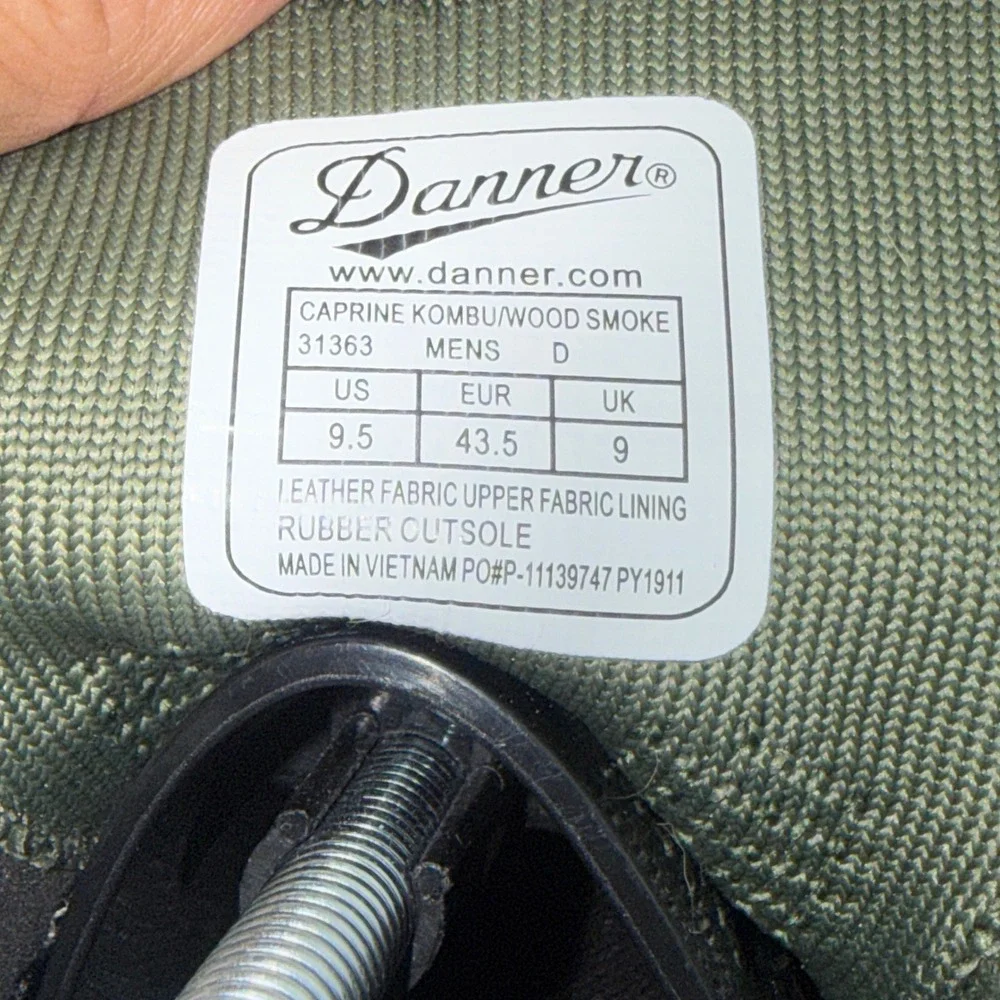 Danner Caprine Kombu Wood Smoke‎ Hiking Boots Mens 9.5 Leather Fabric Upper